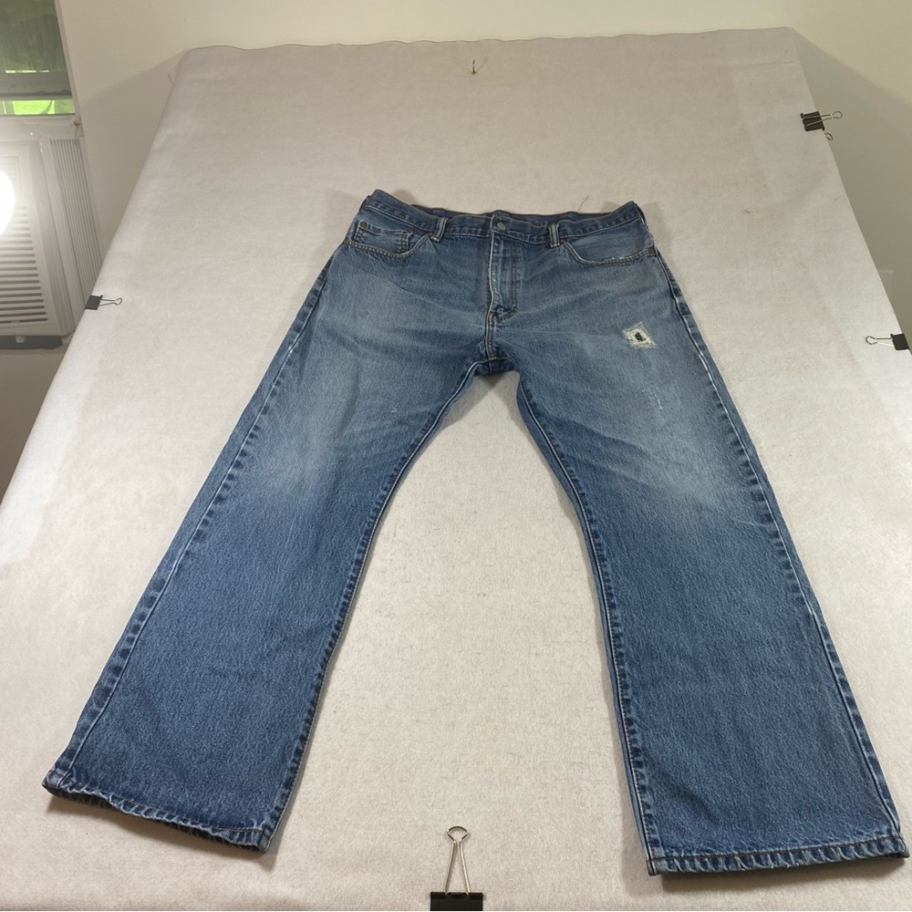 Levi’s 517 High Rise Jeans Distressed 38-30 Relaxed Blue Denim Jeans Uni…